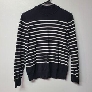 Northern‎ Reflections Sweater Black White Stripe Long Sleeve Womens Medium